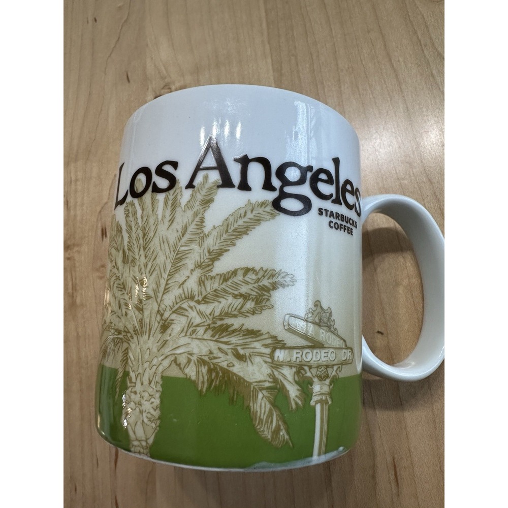 2012 Starbucks LOS ANGELES CA Palm Tree Rodeo Dr 16 oz Ceramic Coffee Cup Mug